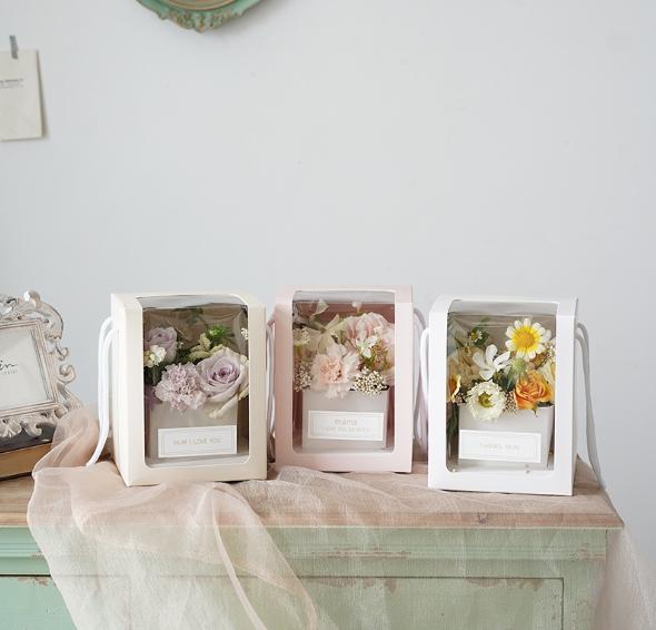 Eternal Blooms Cardboard Display Boxes Transparent  Flower Windowed Cake Boxes