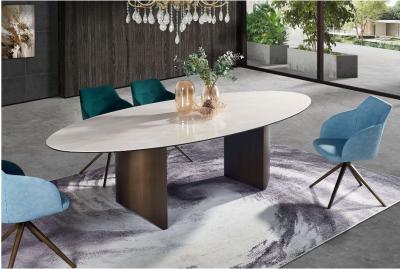 Modern Luxury Dining Table Set Stainless Steel with Stone Top Non-Adjustable for Bar Villa Dining Room Furniture