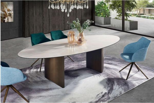 Modern Luxury Dining Table Set Stainless Steel with Stone Top Non-Adjustable for Bar Villa Dining Room Furniture