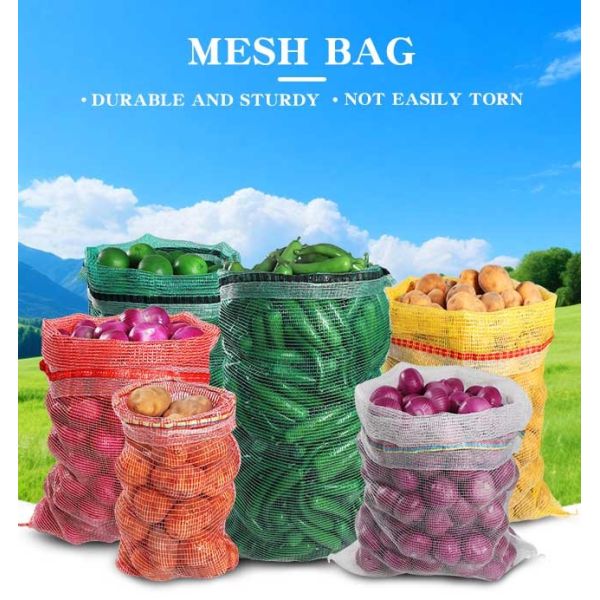 100% Virgin PP Red Leno Mesh Bags Net Sacks 58*89cm For Carrots Storage