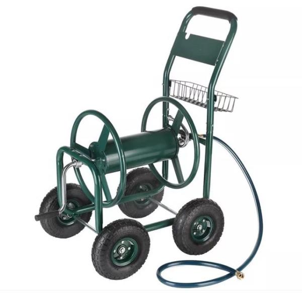 Convenient 4-Wheel Heavy Duty Hose Reel Cart for Outdoor Garden and Yard