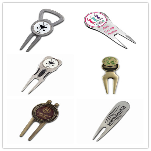 Copper Metal Golf Repair Tool , Promotional Gift Personalized Divot Tool Pitchfork