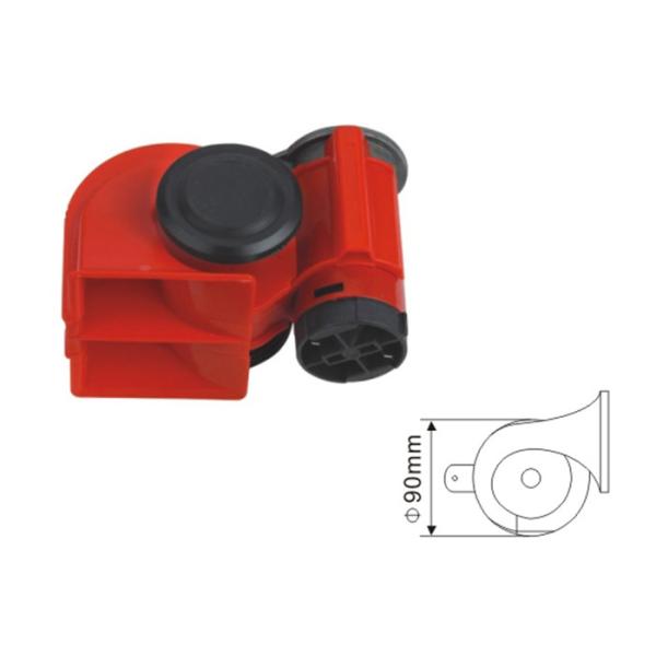 Motorcycles Vans Car Horn Replacement Kit , Dual Car Horn Bright Red Color