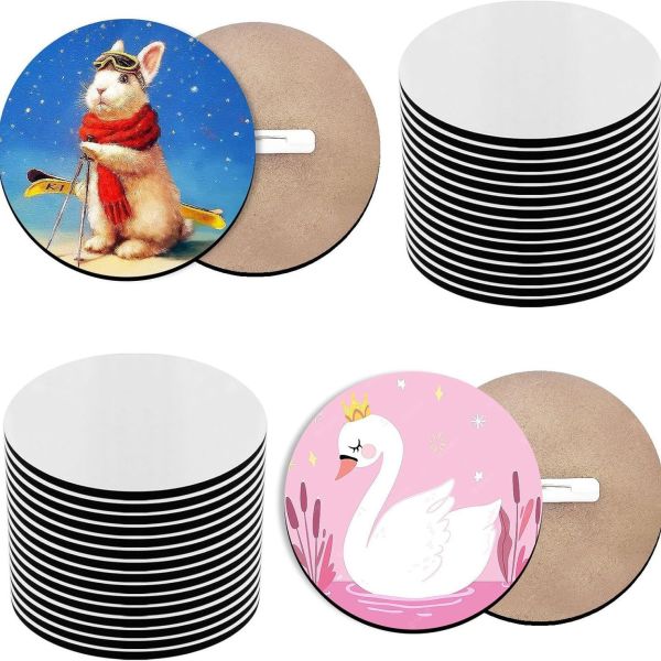Blank MDF Wooden Sublimation Name Badge Rectangle And Round Shape Personalized Wooden Name Tags