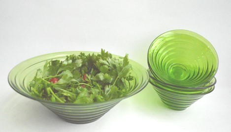 glass salad bowl set