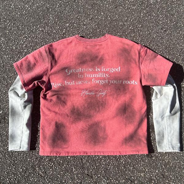 Une chemise à manches longues en double couche, pour hommes sales, en détresse, une chemise à manches longues, 200 grammes.