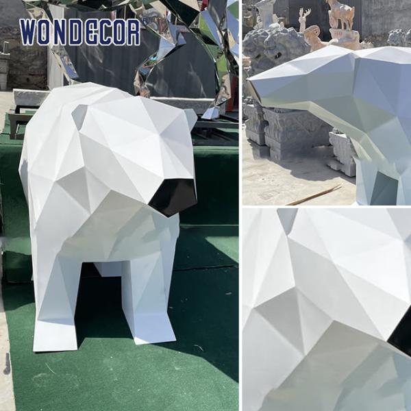 Наружная кованая скульптура из нержавеющей стали Геометрия Белый медведь