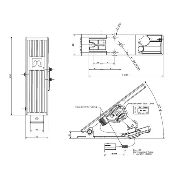 Floor Mounted Electric Throttle Pedal , TCF6 Series Electric Foot Pedal