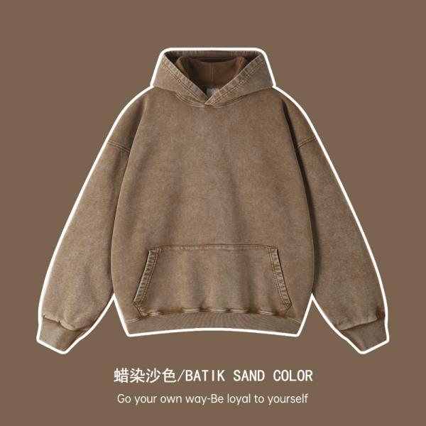 450G Men's Hoodies with Custom Logo Batik Design and Silk Print on Cotton Fabric