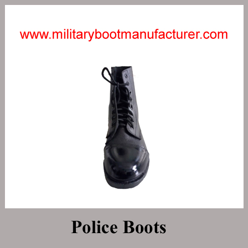 Wholesale China Made Black Full Grain Leather Ankle Combat Boot