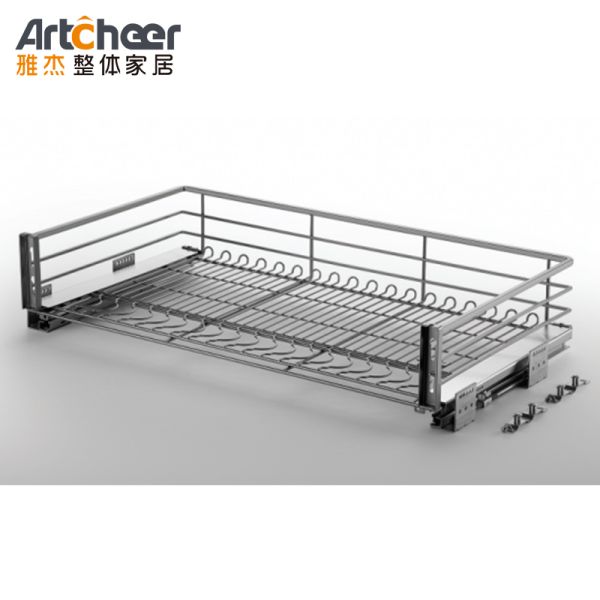 Artcheer Three Side Plain Stainless Steel Kitchen Basket with Modern Design for Tea Pot and Bowl Organizer