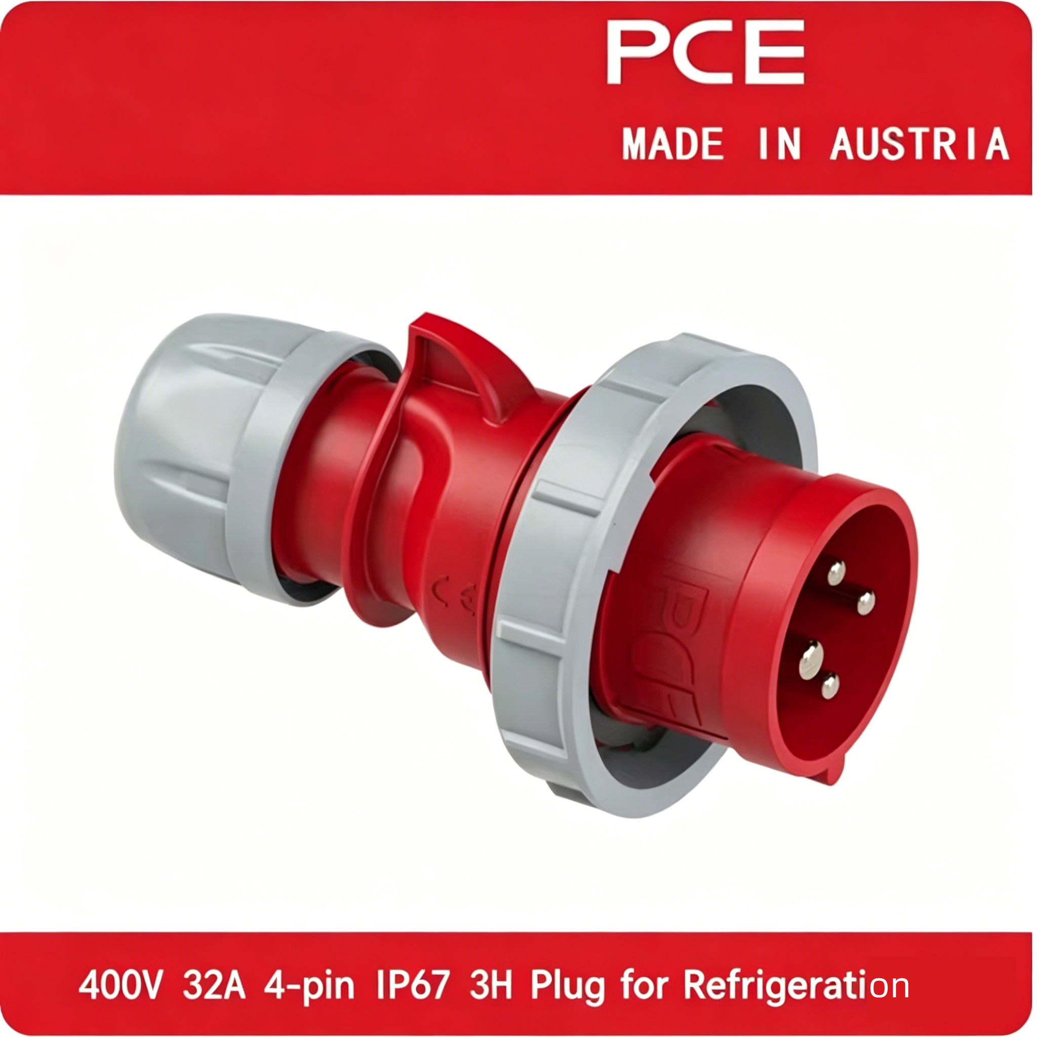 Original Brand New PCE Industrial Plastic Freezer and Refrigerated Container Power Plug and Socket 440V-32A-4 Pins-0242-3V
