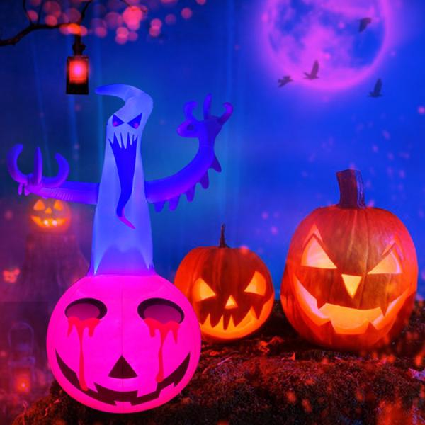 Plastic Halloween Inflatable Pumpkin Tombstone Pumpkins w/ LEDs Perfect for Halloween