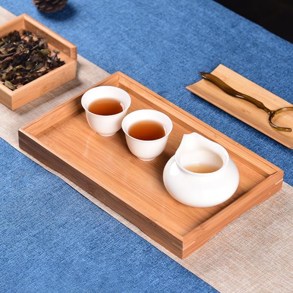 Customized Natural Solid Wood Bamboo Food Cutlery Tray in Different Sizes and Shapes