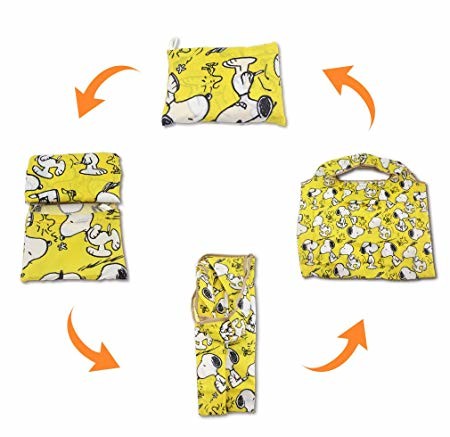 Personalized Foldable Reusable Shopping Bags , Food Shopping Bags Snoopy Cartoon