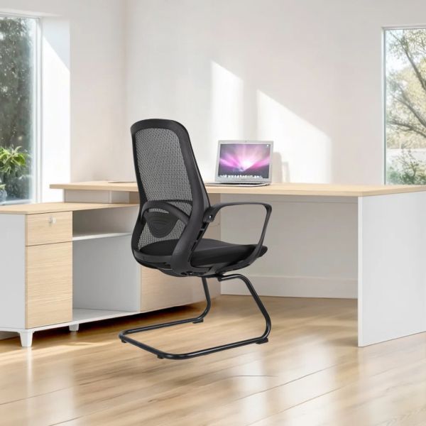Low Back Ergonomic Mesh Office Chair Fixed Base for Visitor Staff Meeting
