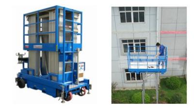 Push Around Man Lift With 12m Working Height , Four Mast Hydraulic Elevating Platform