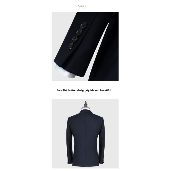 Front Style Flat Two-piece Suits in Navy Blue for Men's Casual and Formal Styles