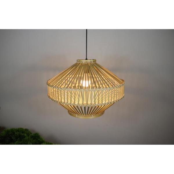 3500K Retro Bamboo Woven Pendant Light For Indoor Living Room