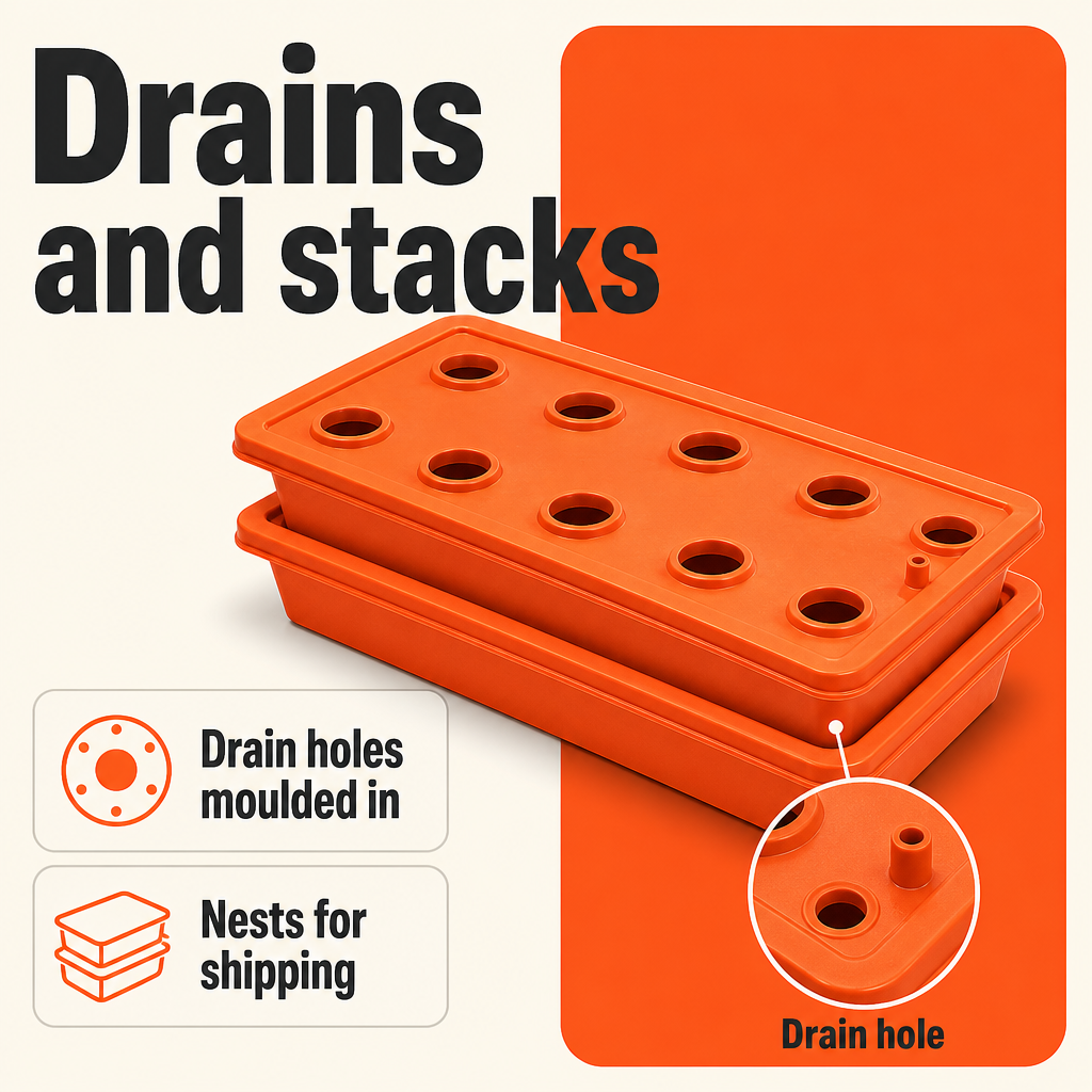 Custom Plastic Seedling Nursery Tray Any Cell Count Size Color Drain Hole Stackable OEM ODM Own Factory