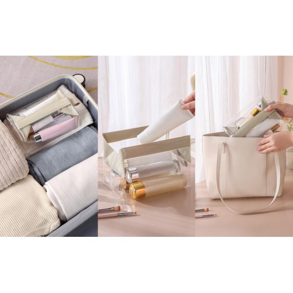 Biodegradable recyclable sustainable Clear Travel Toiletry Bag With Magnetic Closure, Makeup Bag For Women And Men, Cosmetic Bag For Travel