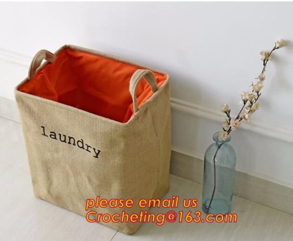 Wholesale Foldable waterproof jute dirty clothes basket/folding laundry basket for packing