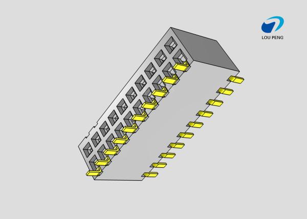Female header, PCB Mount Receptacle, side plug, Board-to-Board, 20 Position, 1.27mm Pitch, Shrouded, Gold Flash, SMD