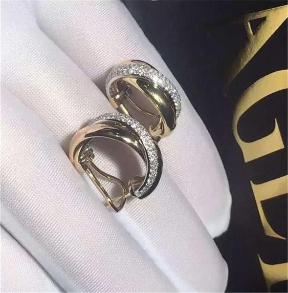 C Three circle ring earrings18K white gold, 18K yellow gold, 18K rose gold, diamond. Model: B8045300