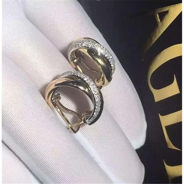 C Three circle ring earrings18K white gold, 18K yellow gold, 18K rose gold, diamond. Model: B8045300