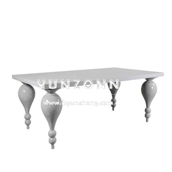 Modern Stainless Steel Rectangle Dining Table With Four Big Legs for Outdoor Events Hotels Restaurants and Halls