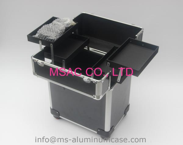Pink ABS Plain Trolley Aluminium Beauty Case With Wheels Large Storage Space