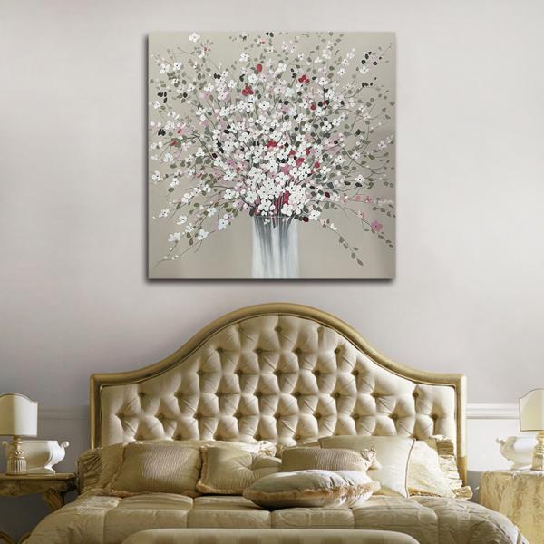 Modern Texture Hand Painted Oil Painting Colorful Flower Canvas Wall Art For Living Room