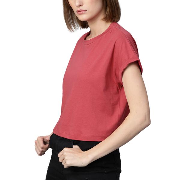 New Arrival Custom Logo Workout Fit Solid Round Neck Casual Crop T-Shirt For Women