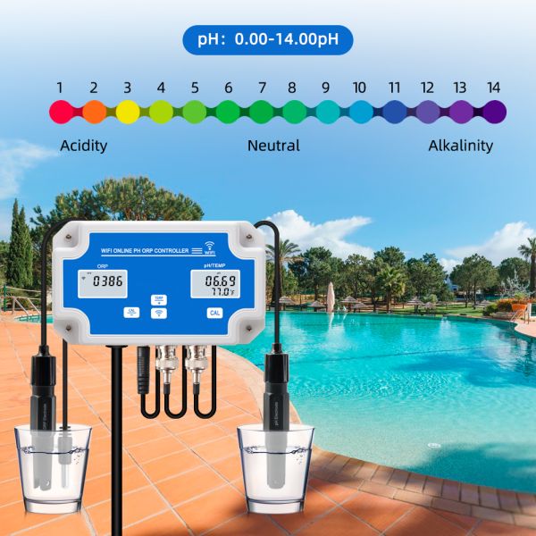 Smart Tuya Wifi Digital PH Meter with -2000~+2000mv ORP Monitoring Controller and 0-14PH Online PH Meter