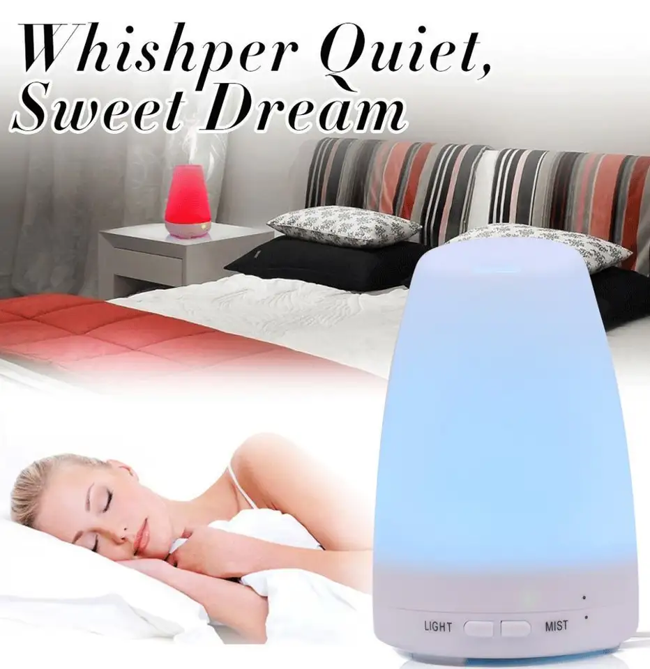 Urpower 100ml Ultrasonic Aroma Essential Oil Diffuser with 7 Color LED Lights US Plug Humidifier for Household