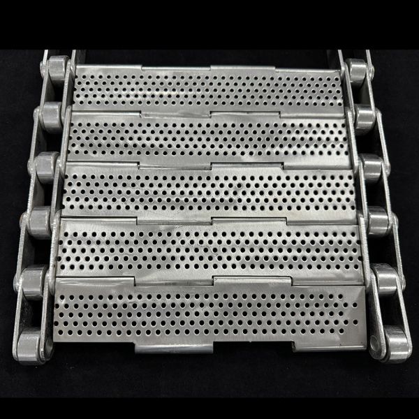 Metal Stainless Steel Slat Chain Link Perforated Metal Plate conveyor belt with hole for biscuit Oven Bakery annealing Furnace Tunnel Cooling
