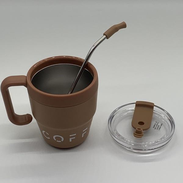 Double Wall Stainless Steel Tumbler with Handle and Straw Lids 16 Oz Vacuum Travel Coffee Mug