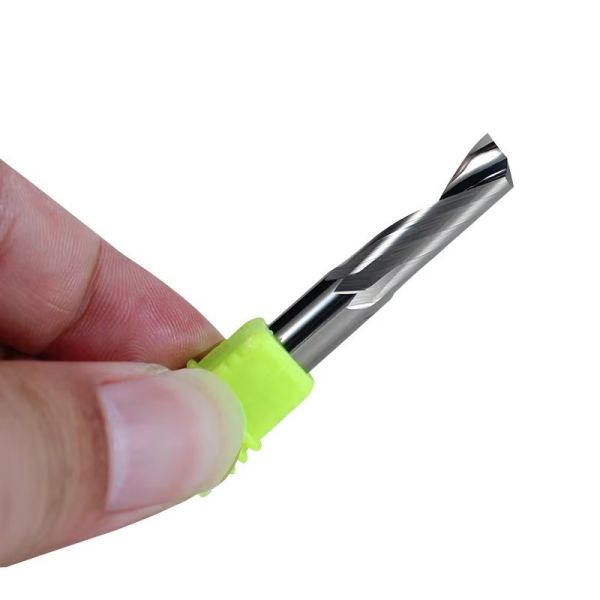 YingBa DLC Coated Single Blade Router Bit with 25° Helix Angle and 10mm Effective Cutting Length for Aluminum CNC Milling