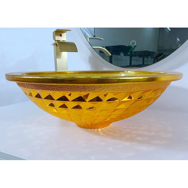 Chromed Clear Glass Bowl Sink Golden Wash Hand Modern Crystal Bathroom Vanity