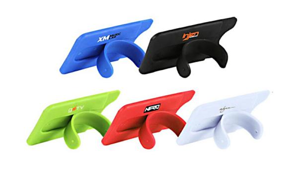 PMS Colors Sticky Credit Card Holder 95*57mm Dimension With Back Stand