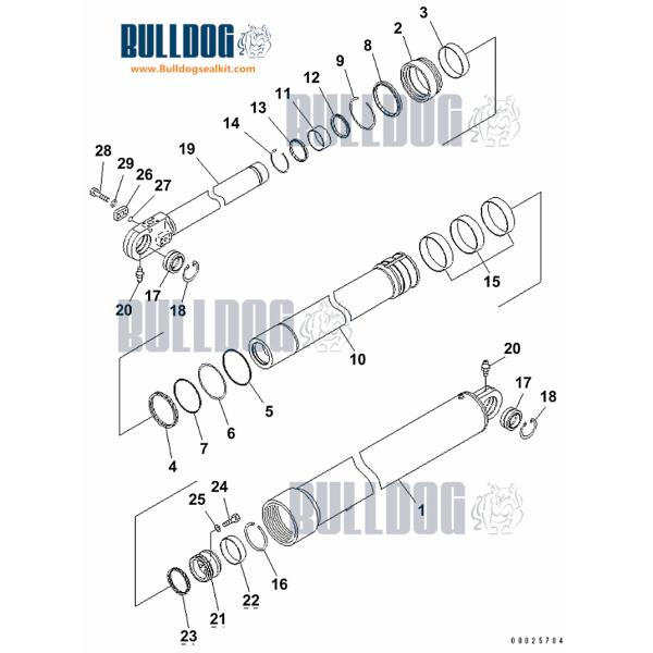 Hm400-5 Articulated Trucks engine hoist hydraulic cylinder rebuild kit seals 707-99-64152