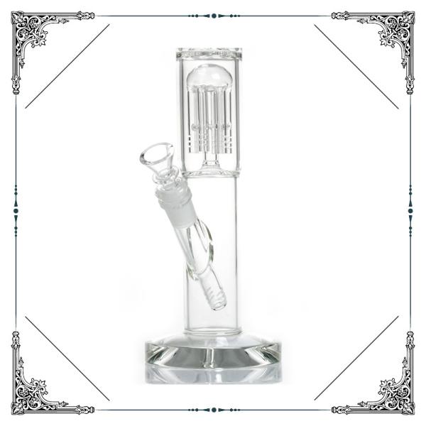Straight Tube Glass Water Pipe 6 Arms Tree Perc Bongs Crystal Thick Base Smoking Water Pipe