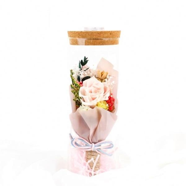 Decorative Preserved Rose Flower New Year Wishing Bottle For Birthday Gift