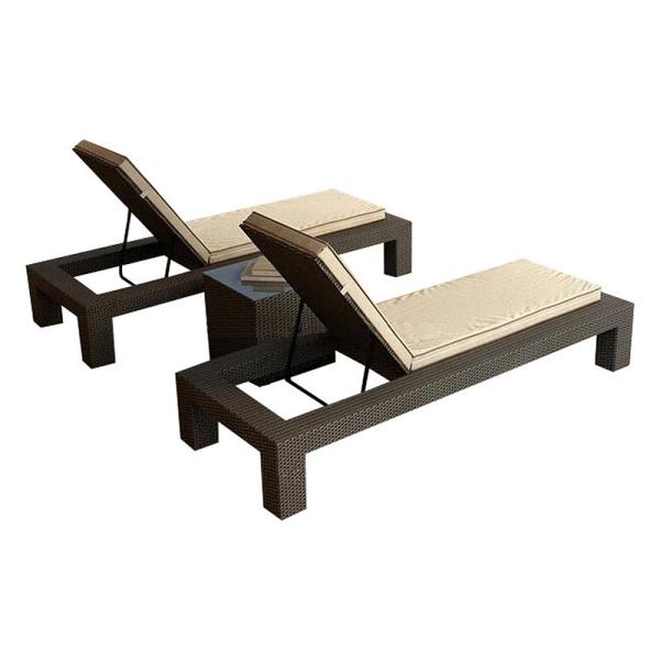 Foldable and Durable Outdoor Rattan Double Sun Beach Lounge for Living Room