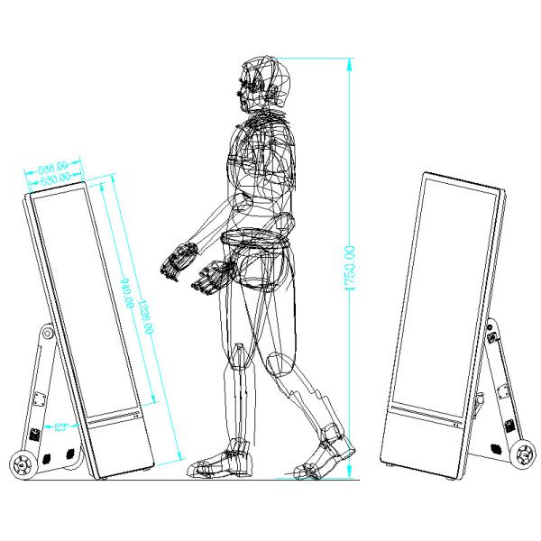 Ресторан Внешний цифровой плакат с ЖК 1800cd/M2 Яркость портативная батарея