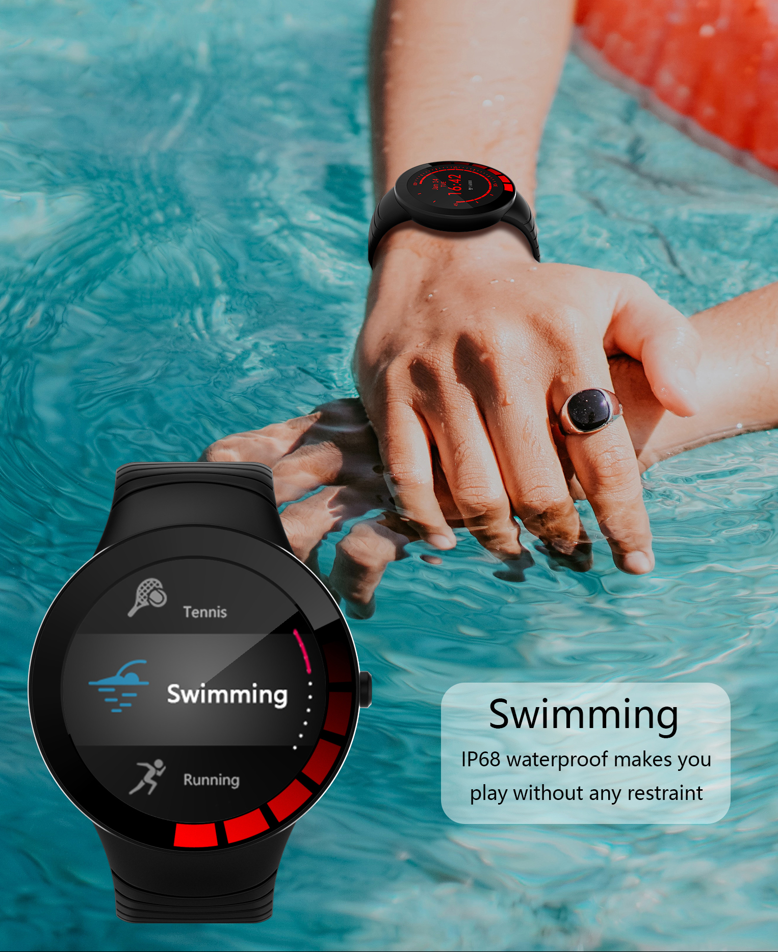 2020 E3 резвится умные люди дозора IP68 делают полный SmartWatch водостойким ремня силикона экрана касания для фитнеса телефона IOS андроида