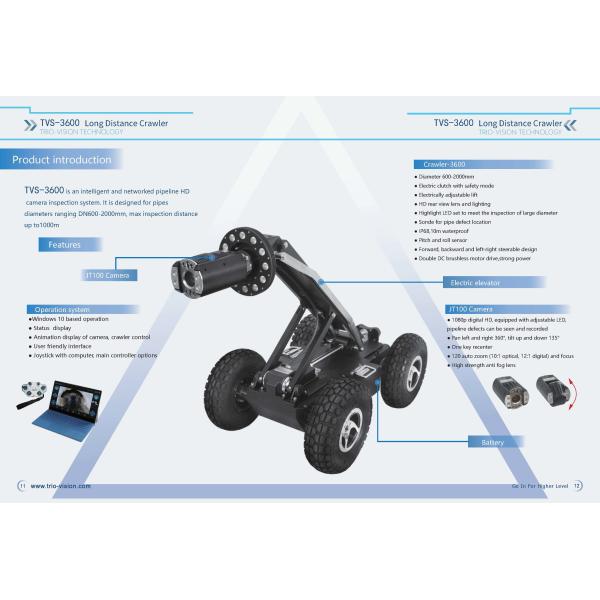 360 Degree Rotation and Remote Control Pipe Inspection Camera  Robotic Crawler System