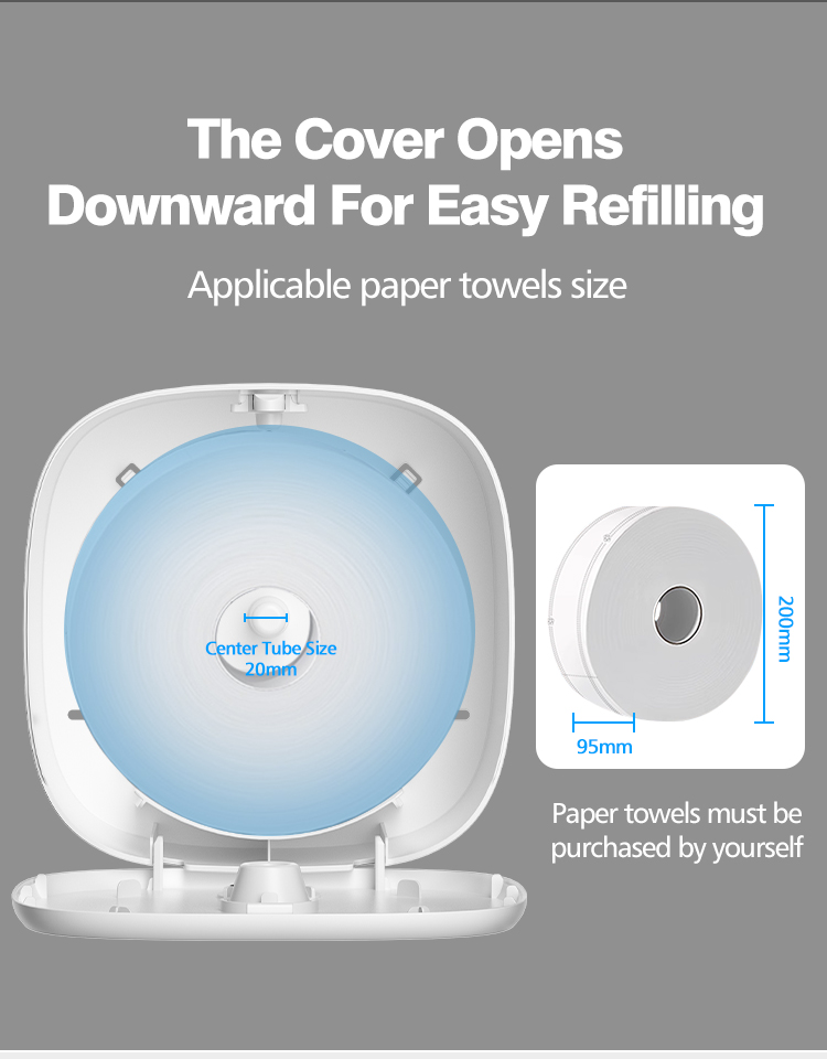Lockable Center Feed Dispenser ABS Plastic Commercial Wall Mounted Tissue Roll Dispenser