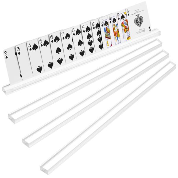 4 Pack Transparent Acrylic Playing Card Holder For Trump Games Card Games