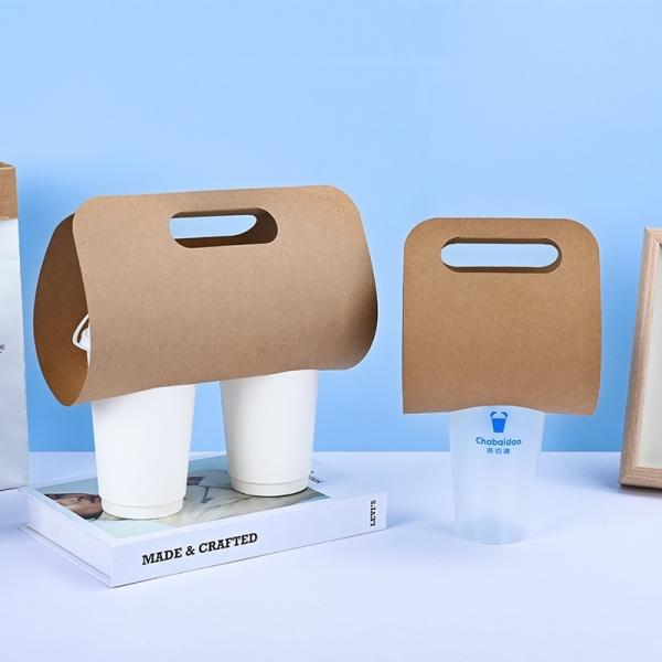 Customizable Kraft Paper Take Away Tea Coffee Cup Holders for Your Business Needs